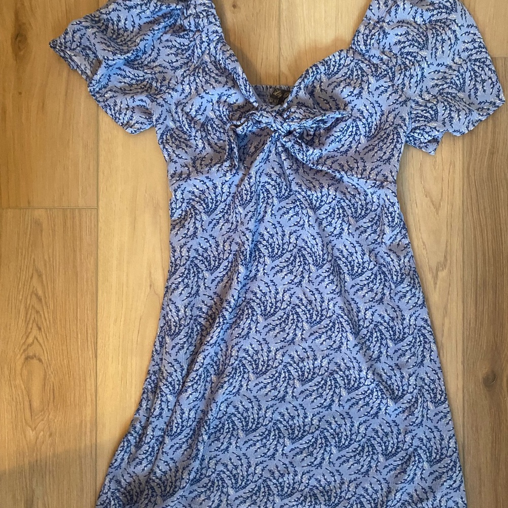 Lily Rose Light Blue Floral Tie-Front Mini Dress